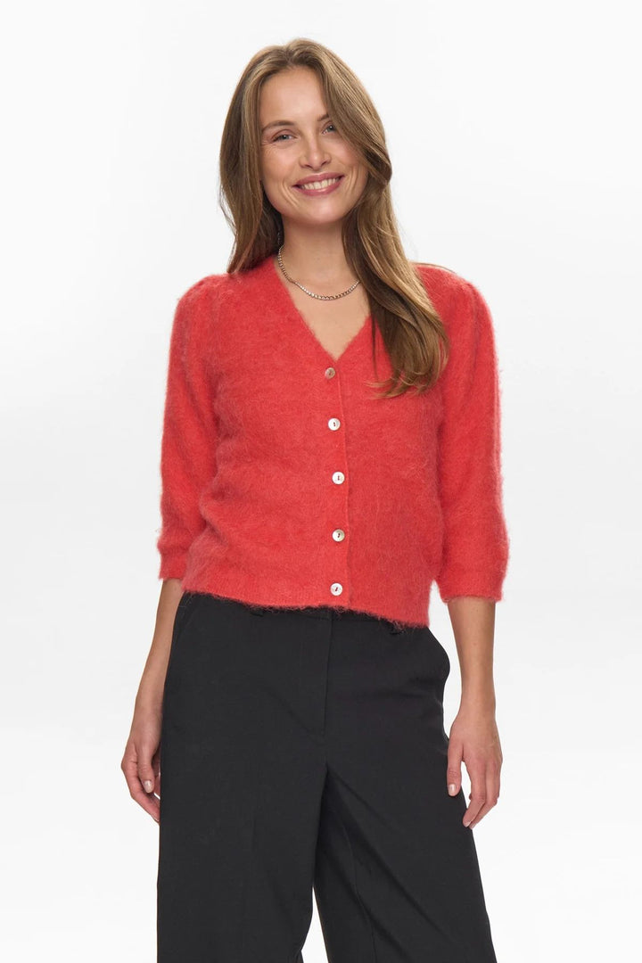 NUMPH NUSURI BRUSHED SS CARDIGAN Fiery Red