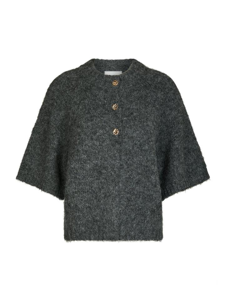 NEO NOIR Benuta Fluffy Knit Cardigan Antracit Melange