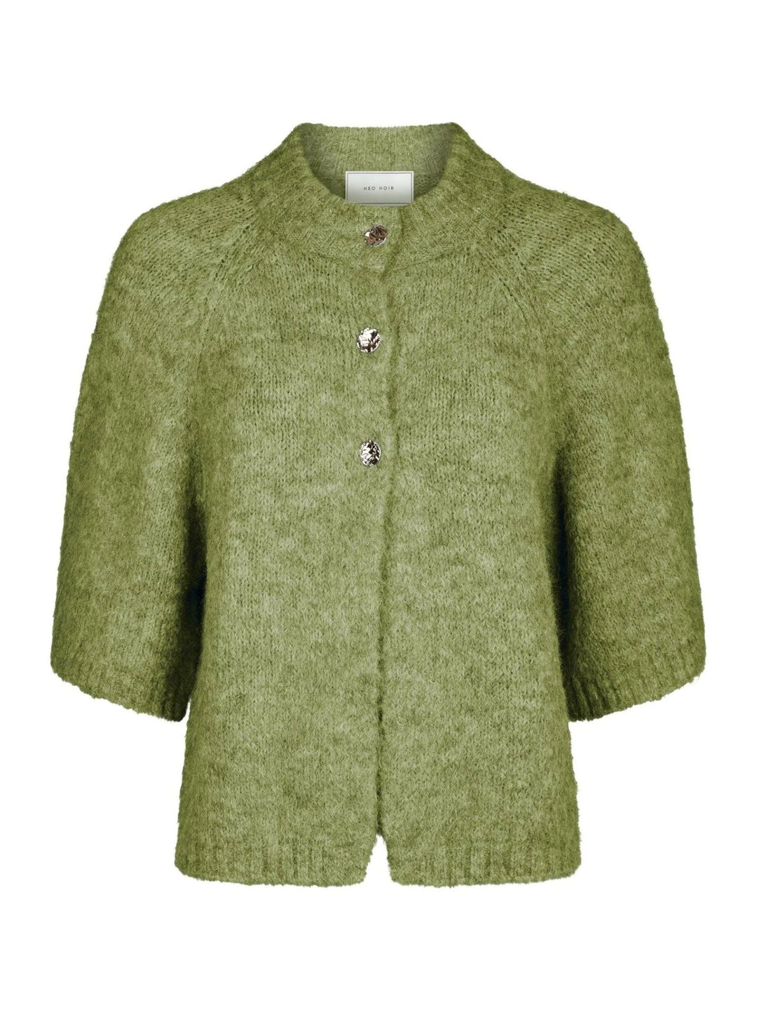 NEO NOIR Benuta Fluffy Knit Cardigan Dusty Green