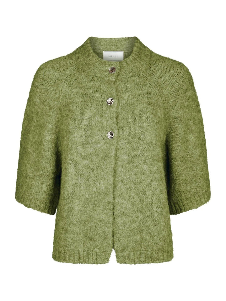NEO NOIR Benuta Fluffy Knit Cardigan Dusty Green