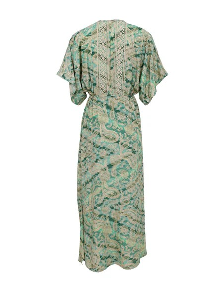 BLACK COLOUR BCLuna Long V-neck Dress Floral Green