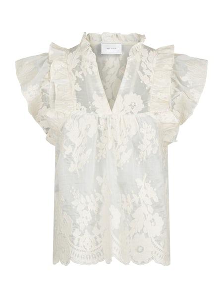 NEO NOIR Jayla Big Embroidery Top Off White