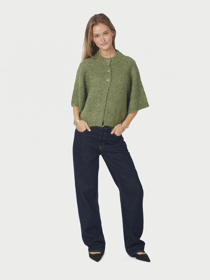 NEO NOIR Benuta Fluffy Knit Cardigan Dusty Green