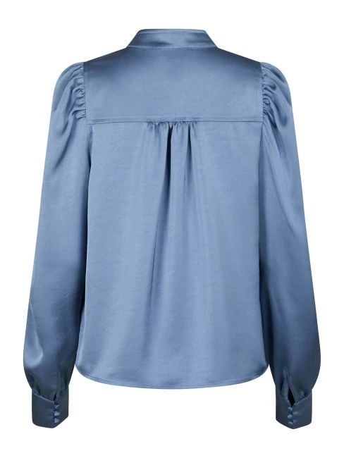 NEO NOIR Rosslyn Heavy Sateen Blouse Smoke Blue