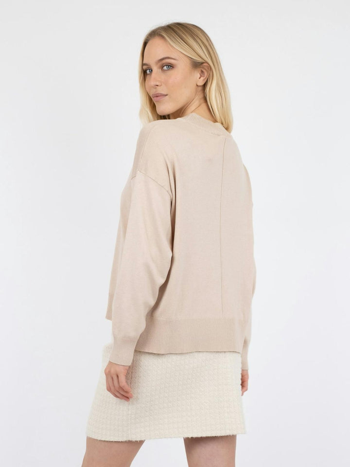 NEO NOIR Binni Solid Knit Blouse Sand