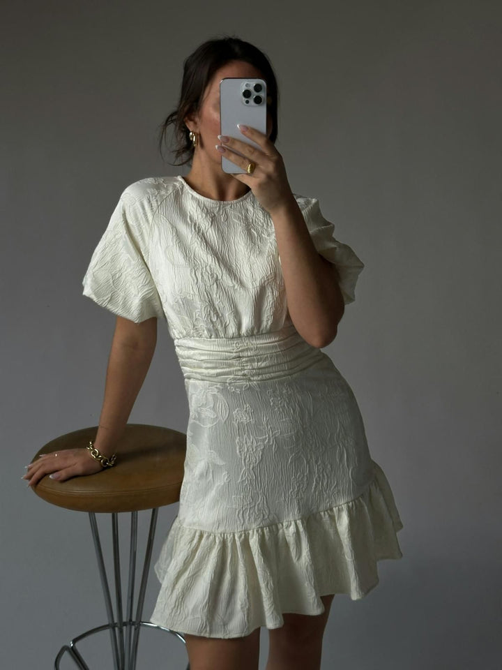 NEO NOIR Sulli Jacquard Dress Creme