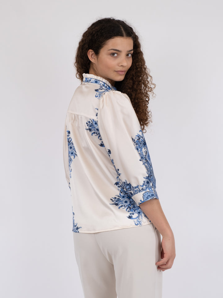 NEO NOIR Roselle Paisley Border Blouse Bright Blue