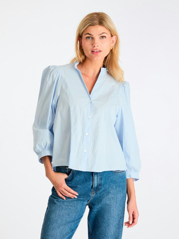 NEO NOIR Barba Stripe Blouse Light Blue