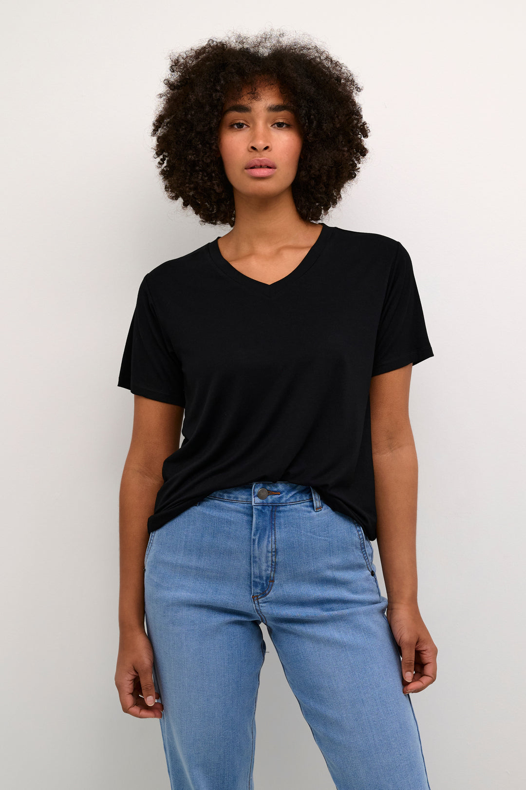 KAFFE KAfrida V-neck T-shirt Deep Black