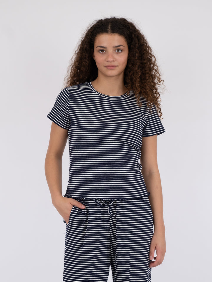 NEO NOIR Lonnie Stripe Tee Dark Navy