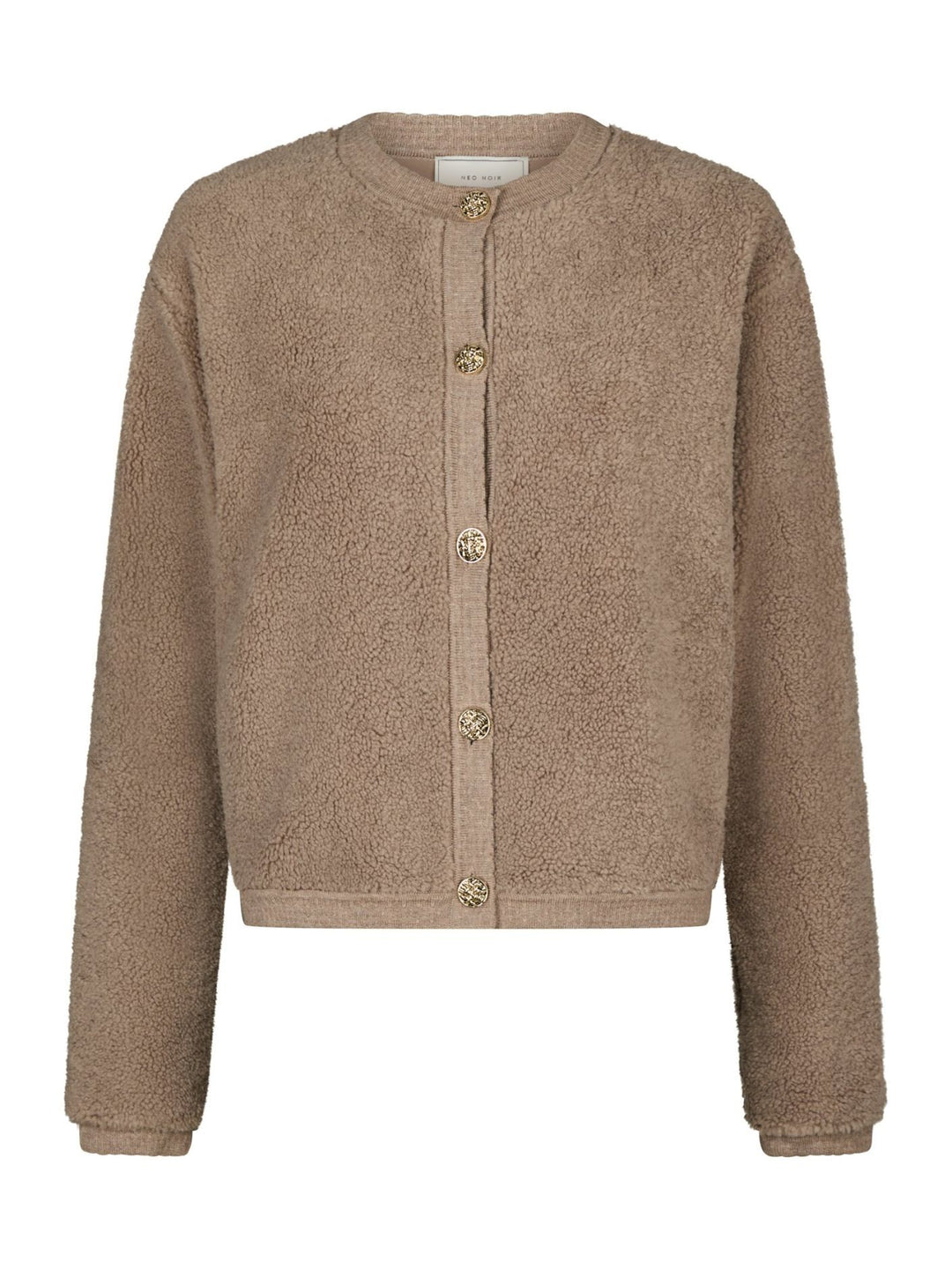 NEO NOIR Limo Fluffy Knit Cardigan Dark Sand