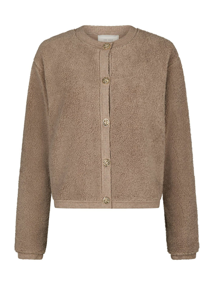 NEO NOIR Limo Fluffy Knit Cardigan Dark Sand