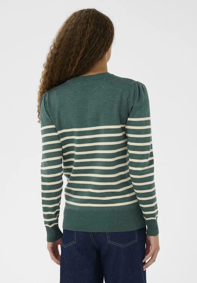 SAINT TROPEZ MilaSZ LS Stroped Pullover June Brown Rice Stripe