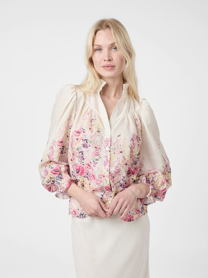 NEO NOIR Calloma Flower Print Blouse Ivory