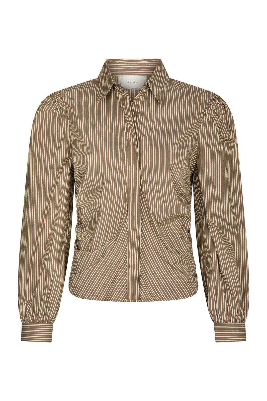 NEO NOIR Ritta Stripe Shirt Light Brown
