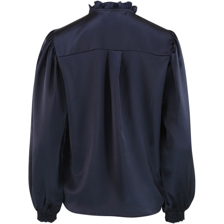 CONTINUE Silke Shinny Blouse Navy Blue