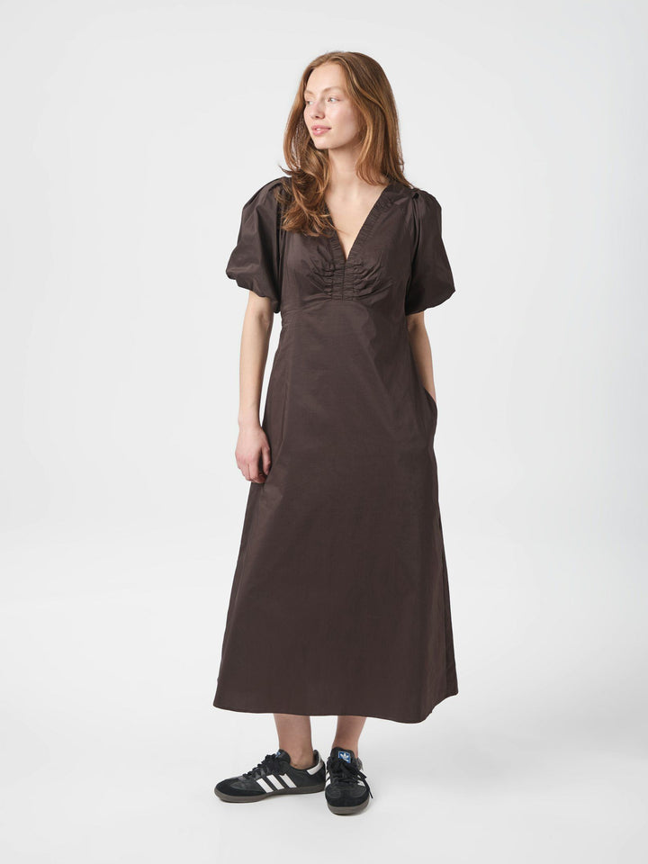 NEO NOIR Illana Poplin Dress Chocolate Brown