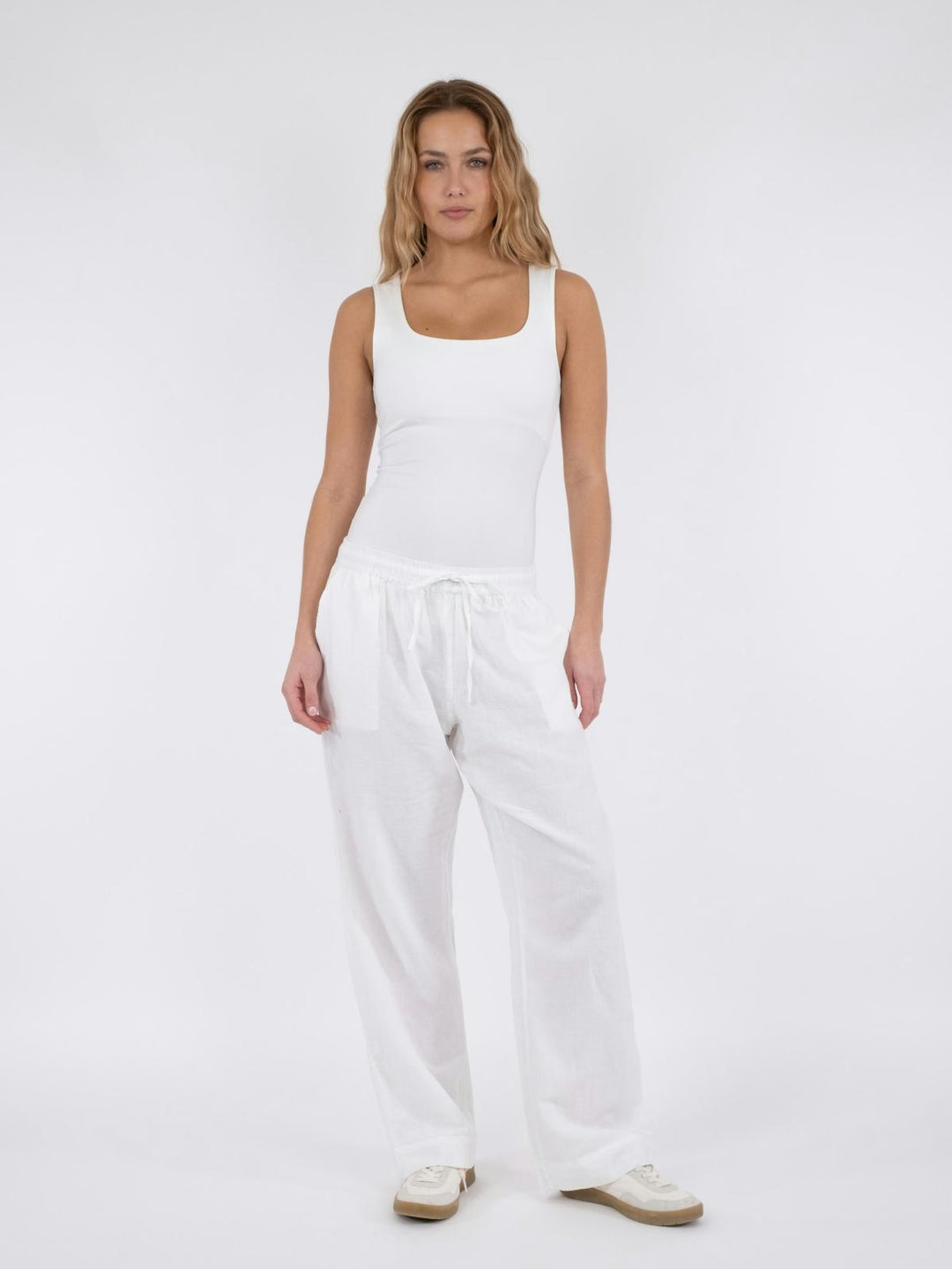 NEO NOIR Sonar Linen Pants White