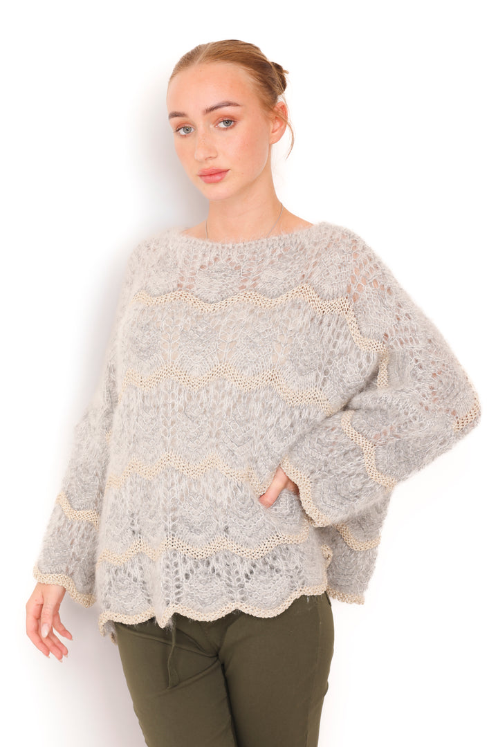 COPENHAGEN LUXE Gold Detail Knit Sweater Grey