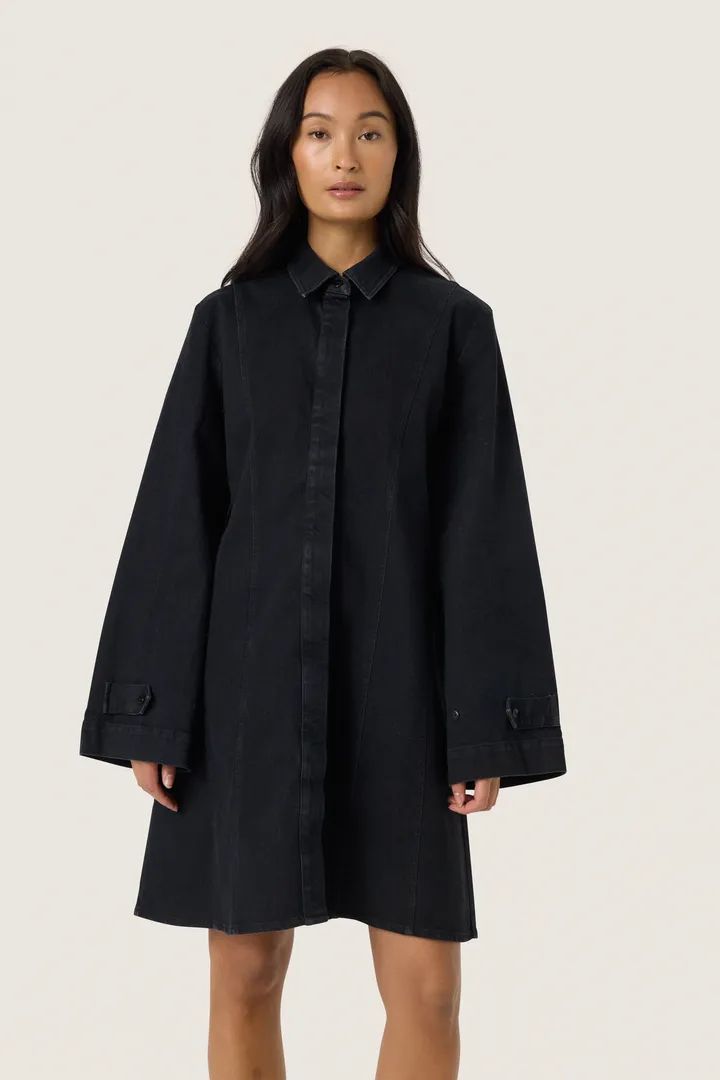 SOAKED IN LUXURY SLRHEA DENIM DRESS BLACK WASH DENIM