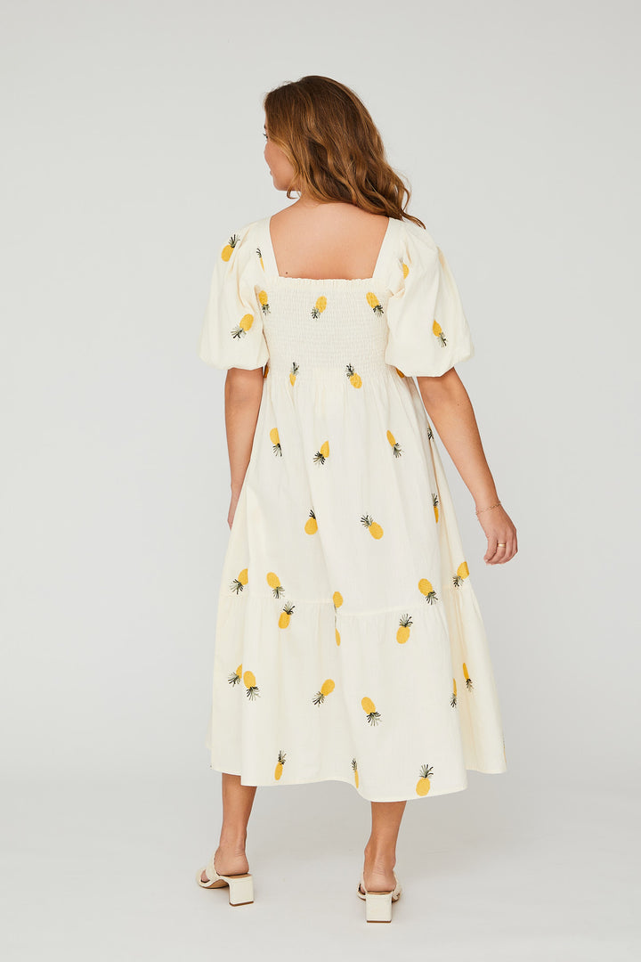 A-VIEW Cheri Fruit Dress Sand/Yellow