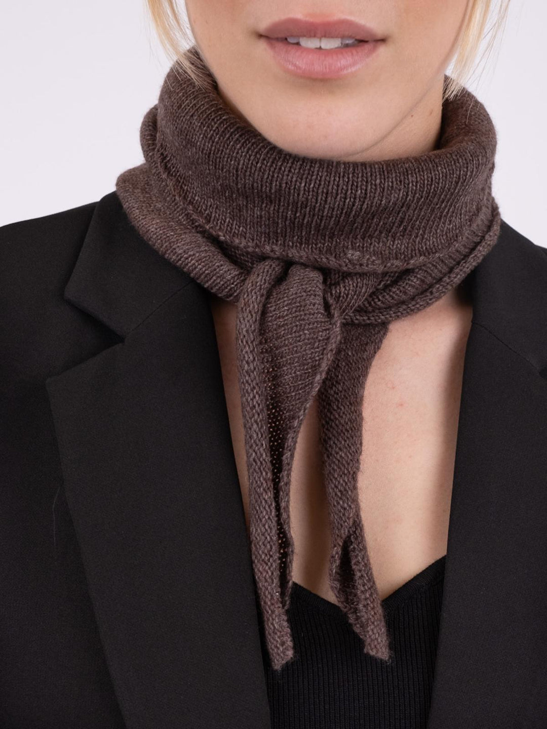 NEO NOIR Misty Knit Scarf Dark Brown