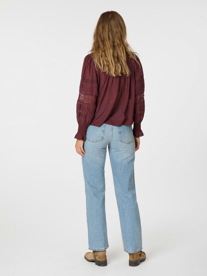 NEO NOIR Ebba S Voile Blouse Bergundy