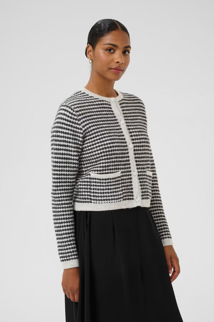 KAFFE KAellery Knit Cardigan Light Grey M./Black Structure
