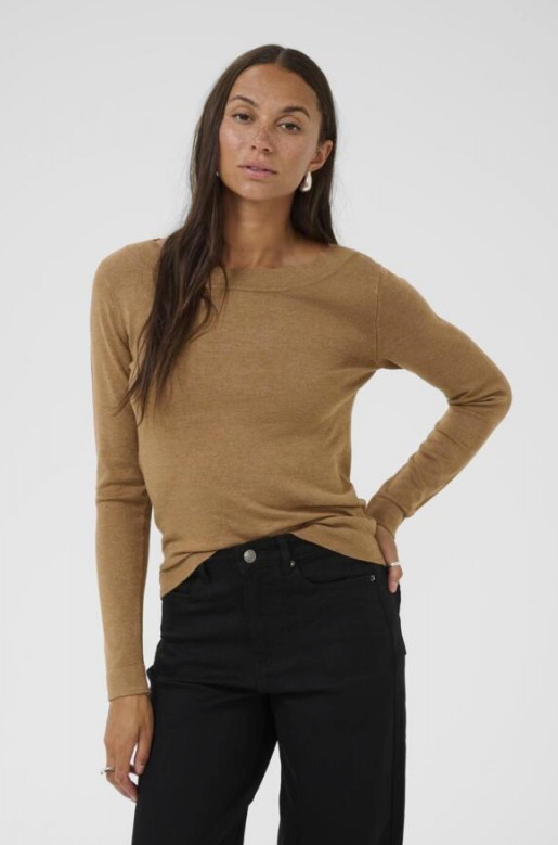 KAFFE KAlizza Knit Pullover Toasted Coconut Melange