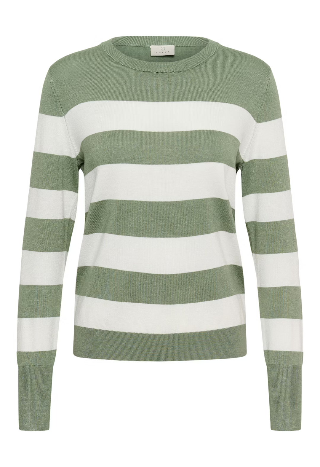 KAFFE KAlizza Striped Knit Pullover Seaspray / Chalk Wide Striped