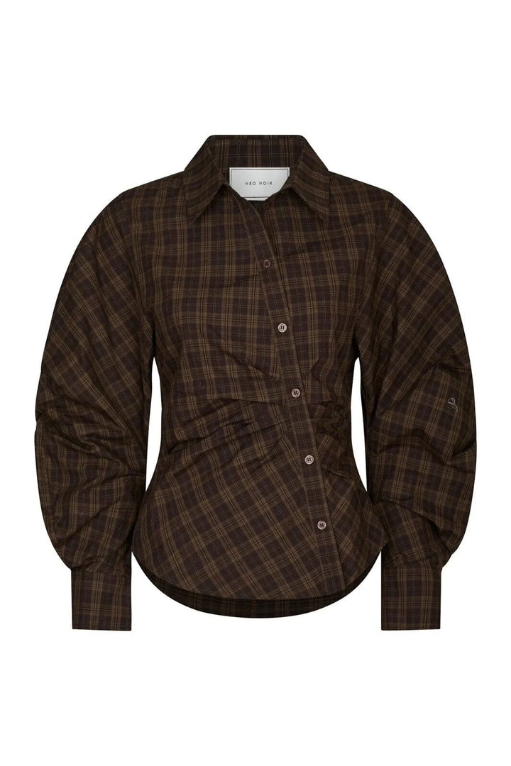 NEO NOIR Noella Check Shirt Dark Brown