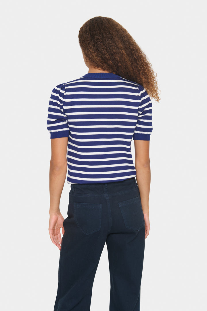 SAINT TROPEZ MilaSZ SS Striped Pullover Midnight Sail