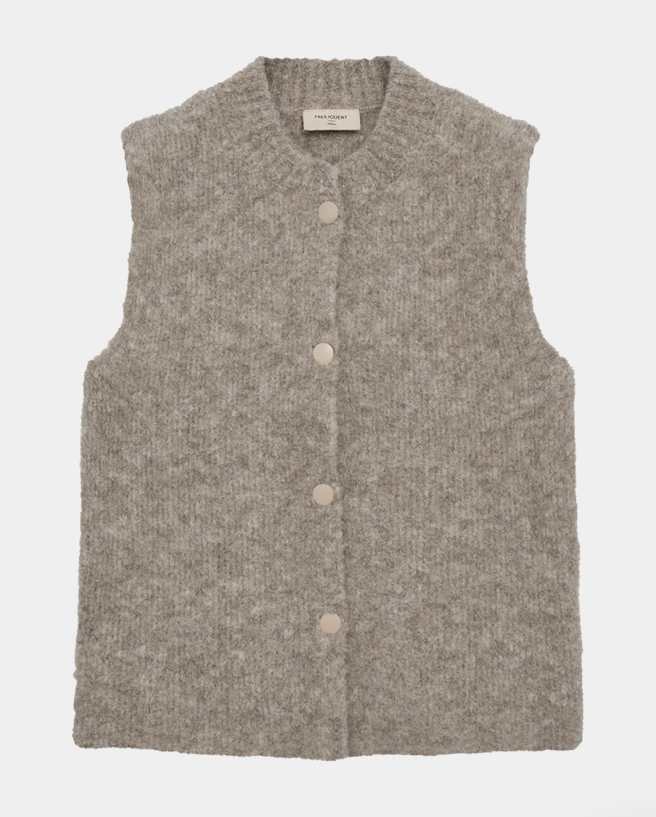 FREEQUENT FQJump-Waistcoat Desert Taupe Melange