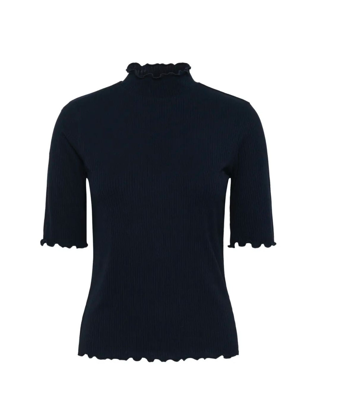 CREAM CRRibba Turtle Neck Tshirt Pitch Black