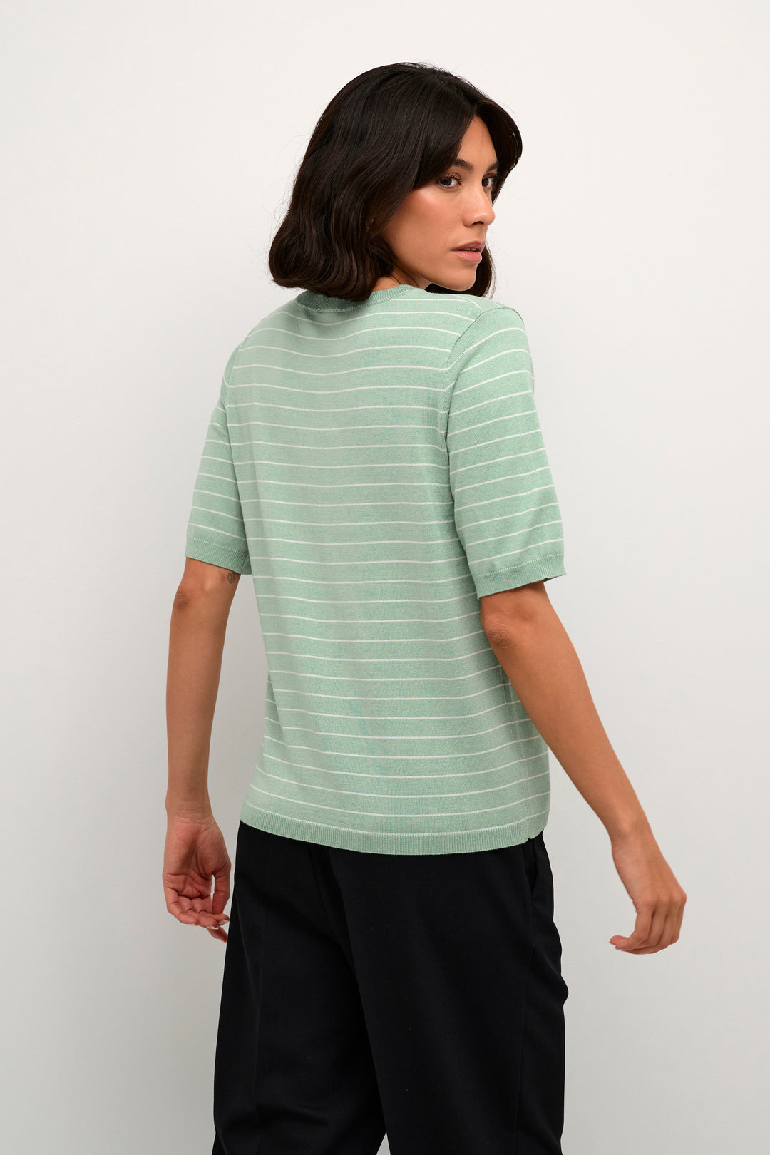 KAFFE KAlizza Striped Knit GraniteGreen/Turtledove Stripe