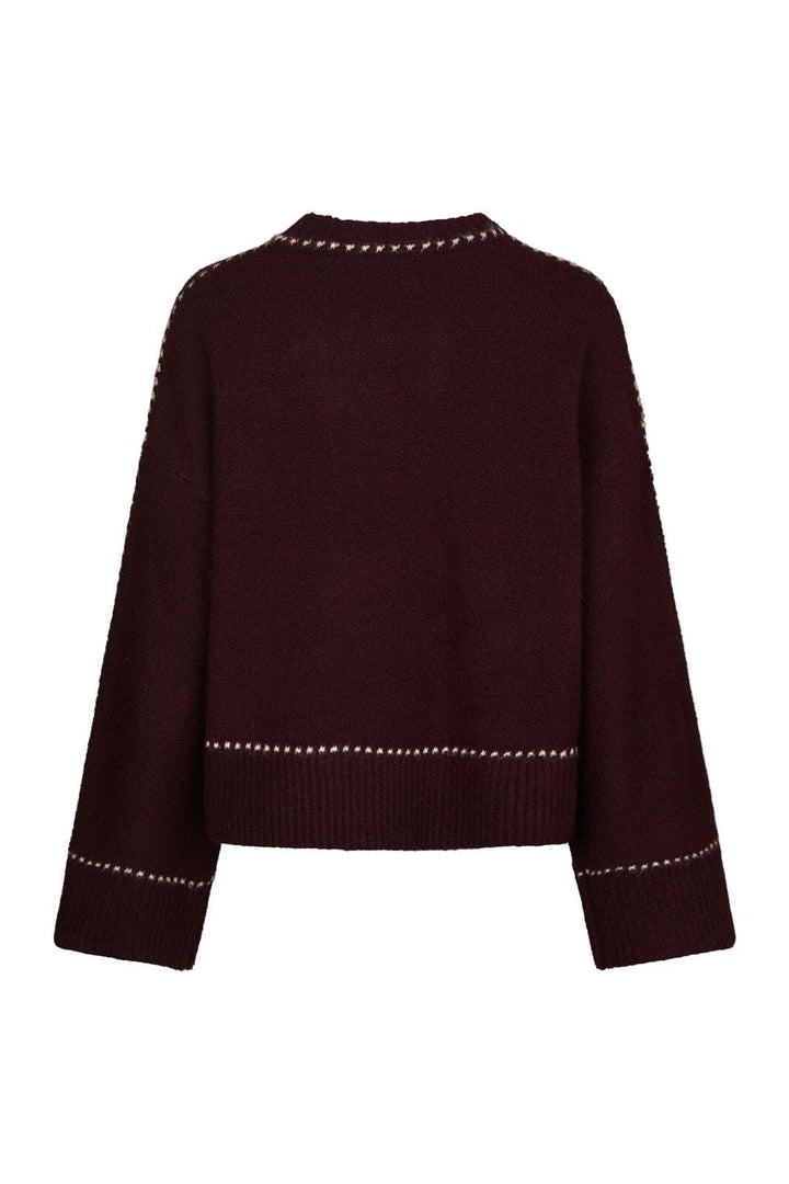 NEO NOIR Roeme Knit Stitch Blouse Wine