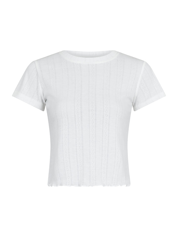 NEO NOIR Lonnie Pointelle Top White