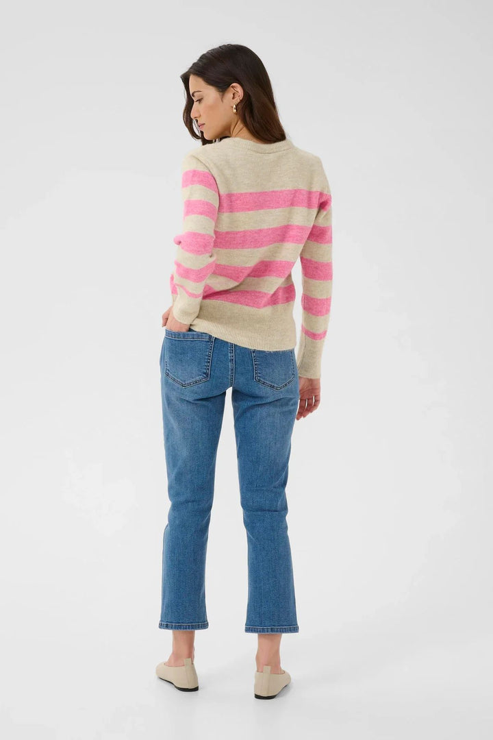 KAFFE KAniel Striped Pullover Feather Gray Melange/Pink