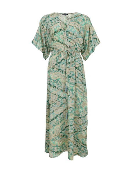 BLACK COLOUR BCLuna Long V-neck Dress Floral Green