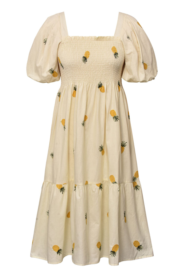 A-VIEW Cheri Fruit Dress Sand/Yellow