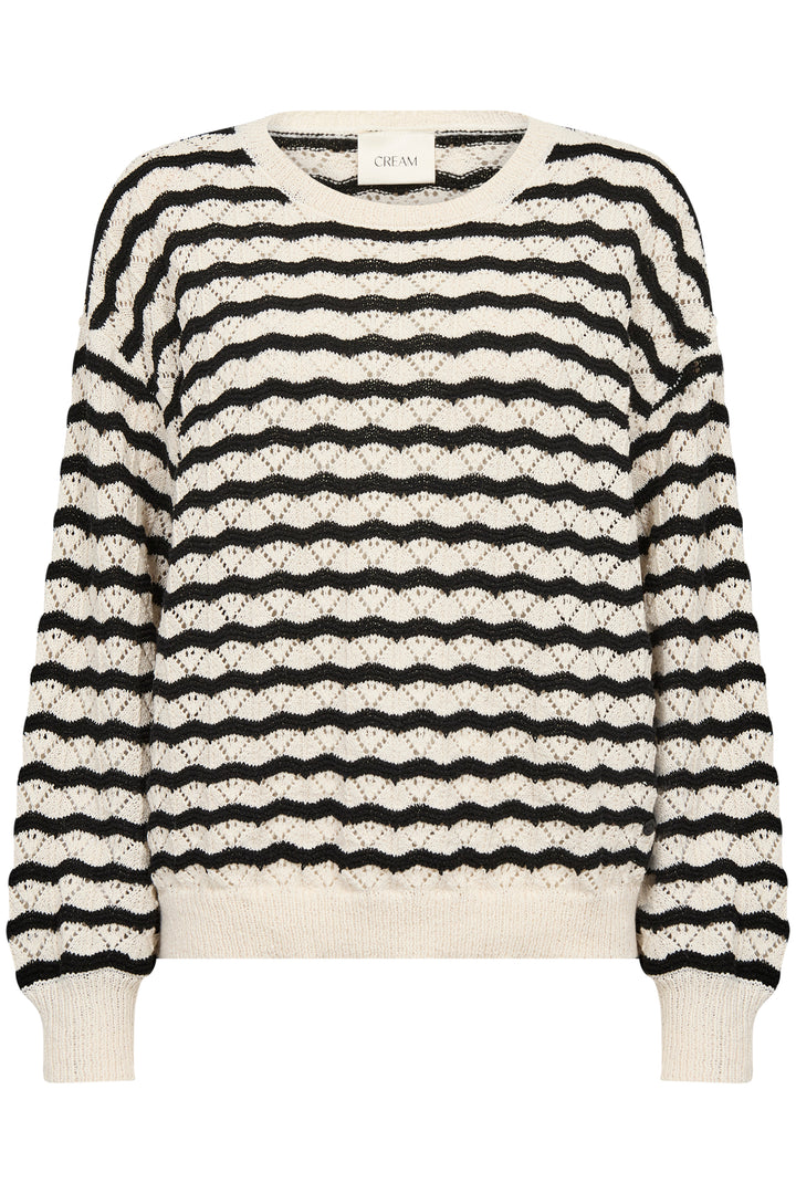 CREAM CRPoppi Knit Pullover Salt Pepper Stripe