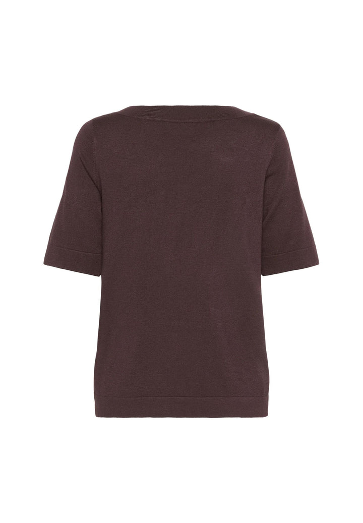 KAFFE KAlizza Boatneck Solid Pullover Fudge