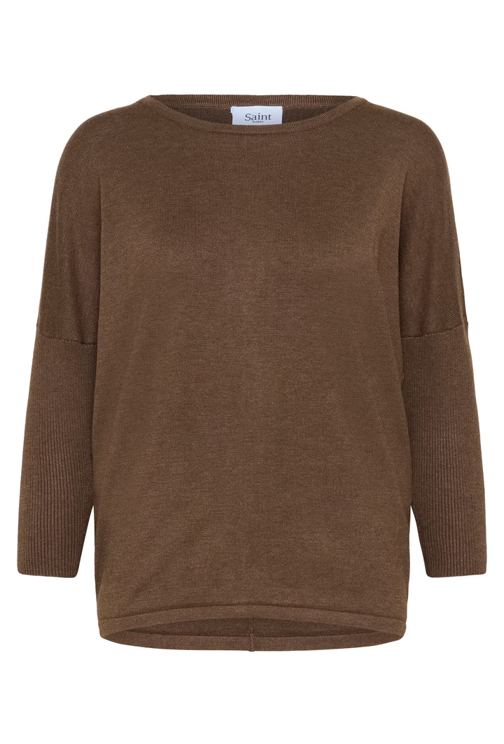 SAINT TROPEZ A2561 MilaSZ R-Neck Pullover Fondue Fudge Melange