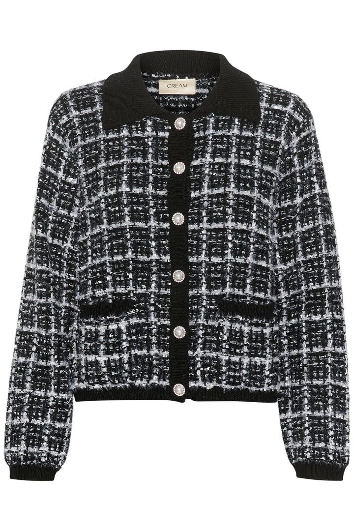 CREAM CRBilo Knit Cardigan Pitch Black Check