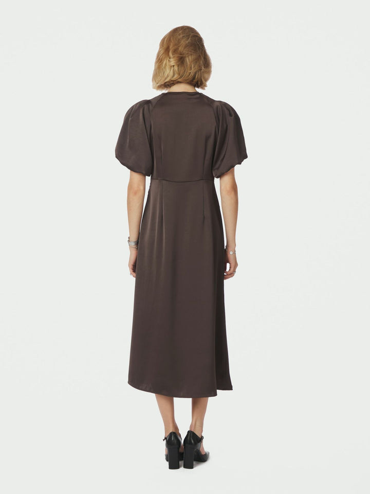 NEO NOIR Illana Heavy Sateen Dress Dark Brown