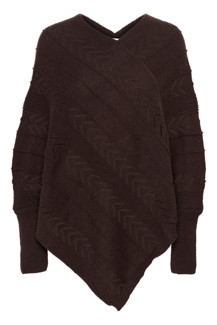 CREAM CRHoliday Knit Poncho Chocolate Plum