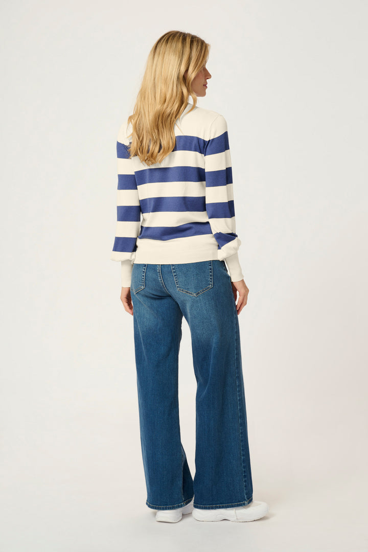 KAFFE KAlizza Striped Pullover Turtledove/Blue Bold Stripe