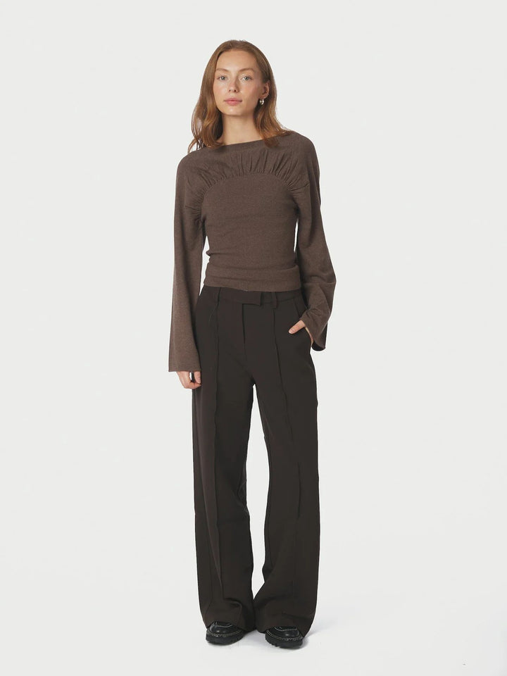 NEO NOIR Kaiba Knit Blouse Brown Melange