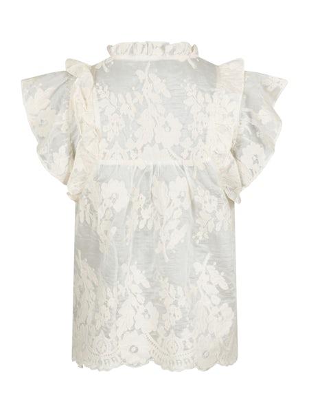 NEO NOIR Jayla Big Embroidery Top Off White