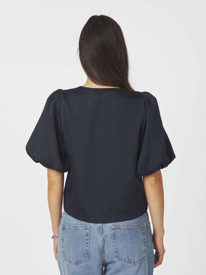 NEO NOIR Aisa Dull Satin Blouse Navy